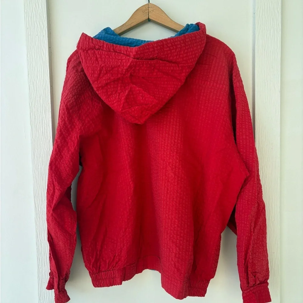 Vintage 90s Orvis Made in USA Red Textured Hooded Jacket Medium